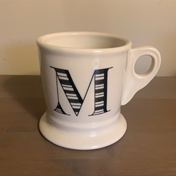 Anthropologie Letter “M” Cream and Black Ceramic Mug - Picture 2 of 6